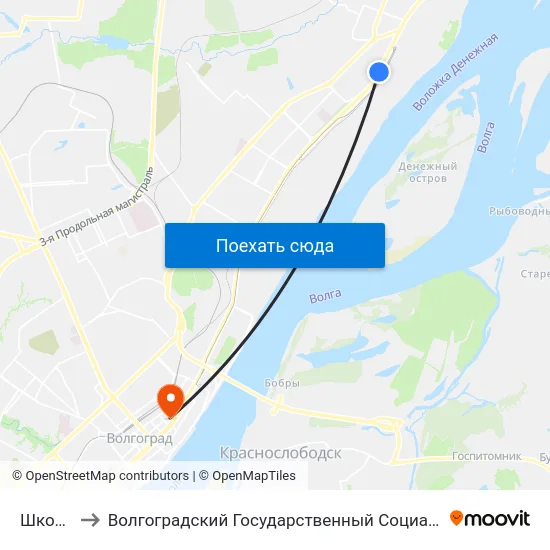 Школа №12 to Волгоградский Государственный Социально-Педагогический Университет map