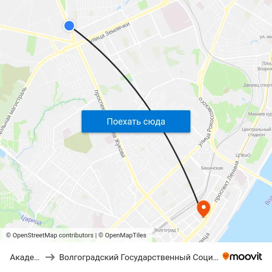 Академия Мвд to Волгоградский Государственный Социально-Педагогический Университет map