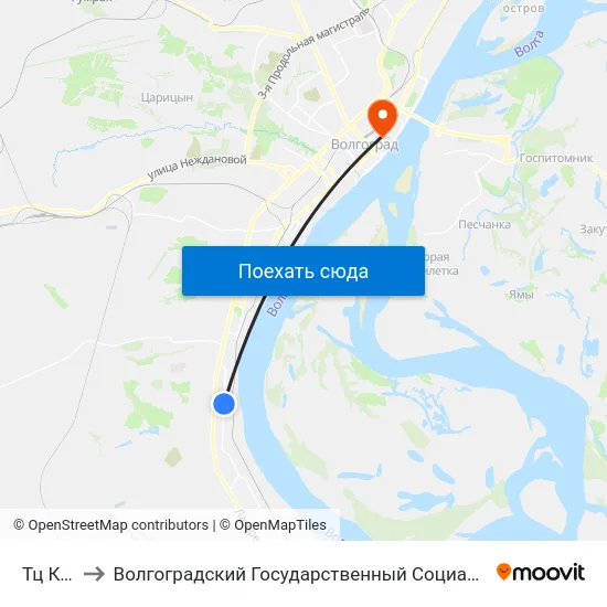 Тц Космос to Волгоградский Государственный Социально-Педагогический Университет map