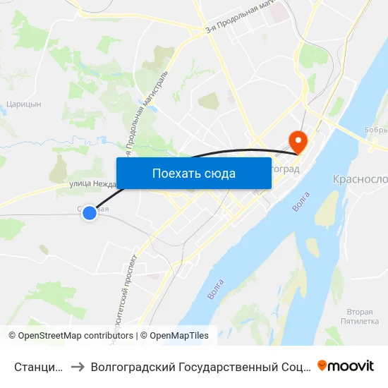 Станция Садовая to Волгоградский Государственный Социально-Педагогический Университет map
