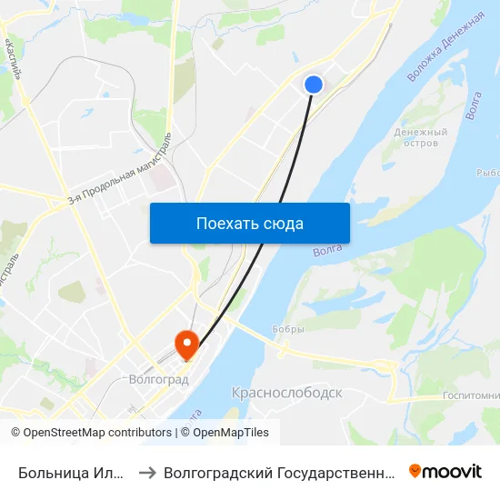 Больница Ильича (Ул. Таращанцев) to Волгоградский Государственный Социально-Педагогический Университет map