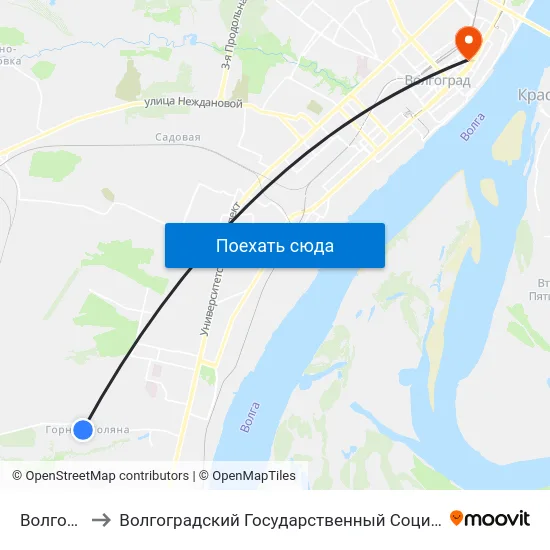 Волгоградская to Волгоградский Государственный Социально-Педагогический Университет map