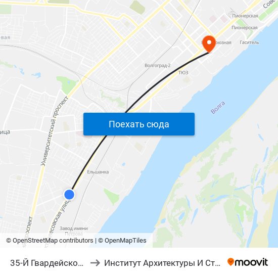 35-Й Гвардейской Дивизии (А) to Институт Архитектуры И Строительства Волггту map