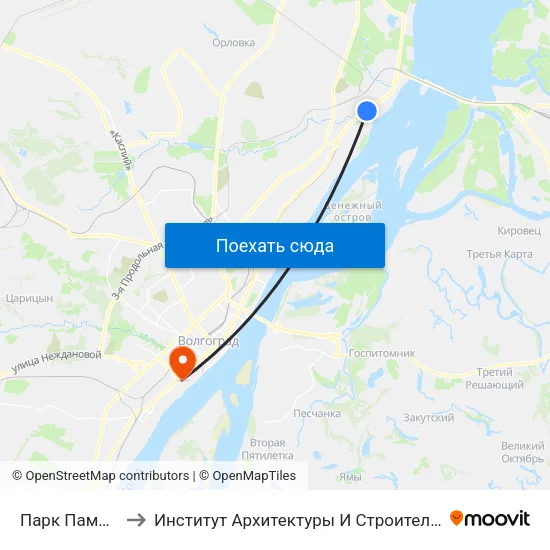 Парк Памяти (А) to Институт Архитектуры И Строительства Волггту map