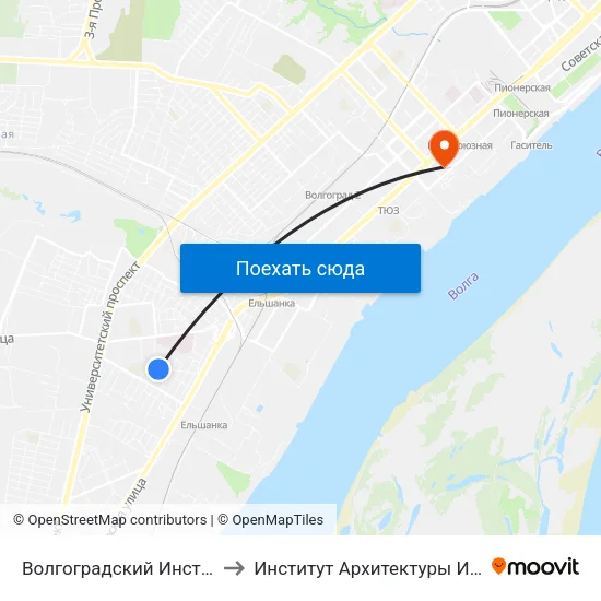 Волгоградский Институт Кооперации (Б) to Институт Архитектуры И Строительства Волггту map
