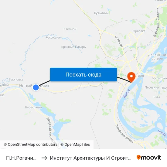 П.Н.Рогачик Тр. (Б) to Институт Архитектуры И Строительства Волггту map
