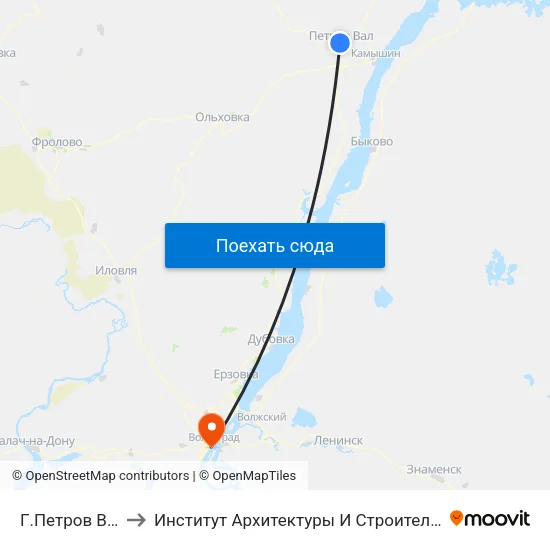 Г.Петров Вал (Б) to Институт Архитектуры И Строительства Волггту map