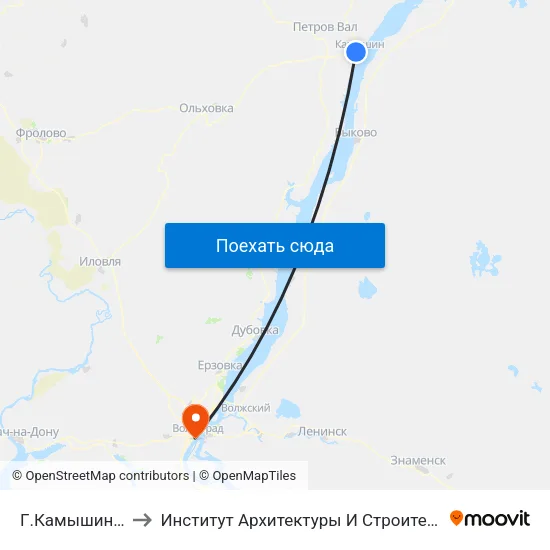 Г.Камышин Ас (А) to Институт Архитектуры И Строительства Волггту map