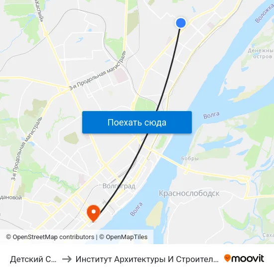 Детский Сад (Б) to Институт Архитектуры И Строительства Волггту map
