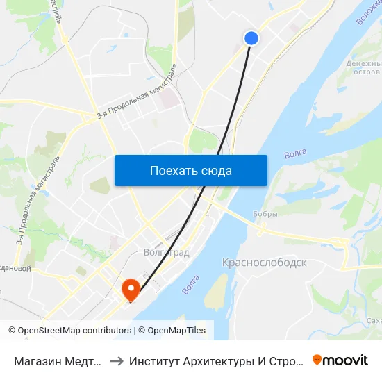 Магазин Медтехники (Б) to Институт Архитектуры И Строительства Волггту map