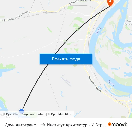 Дачи Автотранспортник (Б) to Институт Архитектуры И Строительства Волггту map