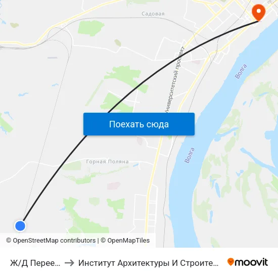Ж/Д Переезд (А) to Институт Архитектуры И Строительства Волггту map