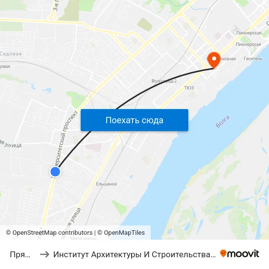 Прямая to Институт Архитектуры И Строительства Волггту map