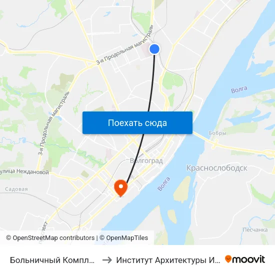 Больничный Комплекс (По Требованию) to Институт Архитектуры И Строительства Волггту map