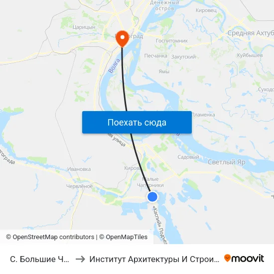 С. Большие Чапурники to Институт Архитектуры И Строительства Волггту map