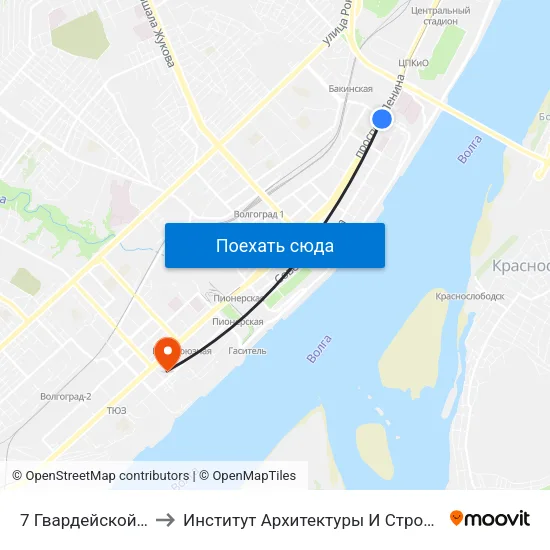 7 Гвардейской Дивизии to Институт Архитектуры И Строительства Волггту map