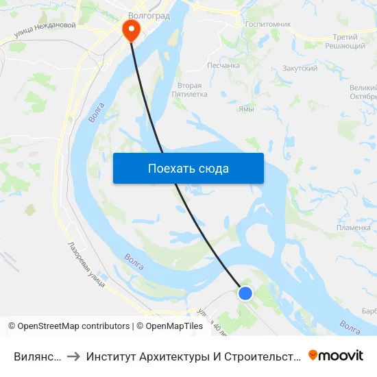Вилянская to Институт Архитектуры И Строительства Волггту map