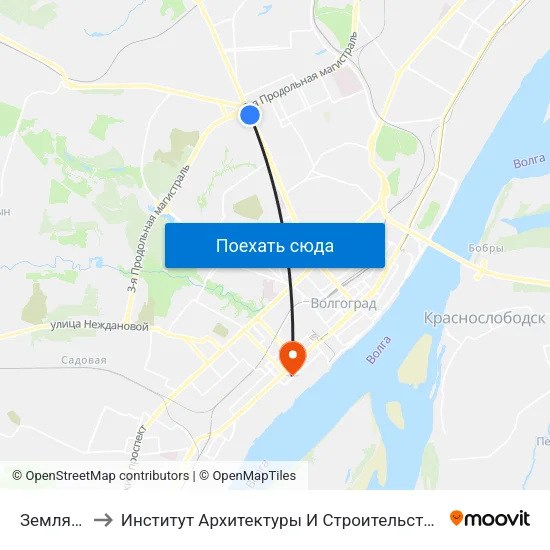 Землячки to Институт Архитектуры И Строительства Волггту map