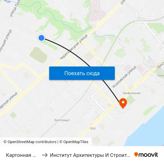 Картонная Фабрика to Институт Архитектуры И Строительства Волггту map