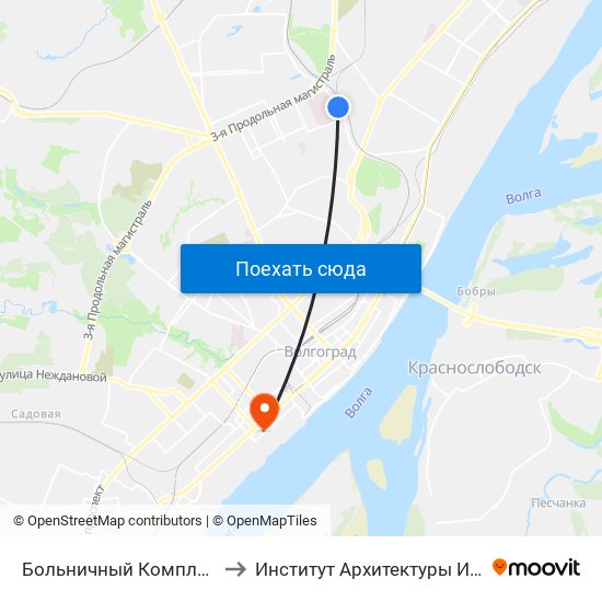 Больничный Комплекс (По Требованию) to Институт Архитектуры И Строительства Волггту map