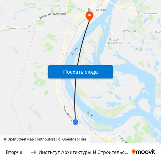 Вторчермет to Институт Архитектуры И Строительства Волггту map