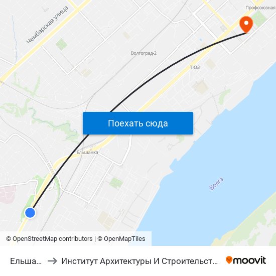 Ельшанка to Институт Архитектуры И Строительства Волггту map