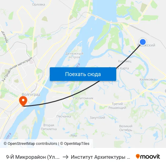 9-Й Микрорайон (Ул. Фридриха Энгельса) to Институт Архитектуры И Строительства Волггту map