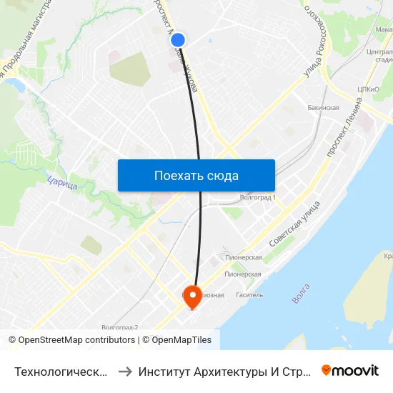 Технологический Колледж to Институт Архитектуры И Строительства Волггту map