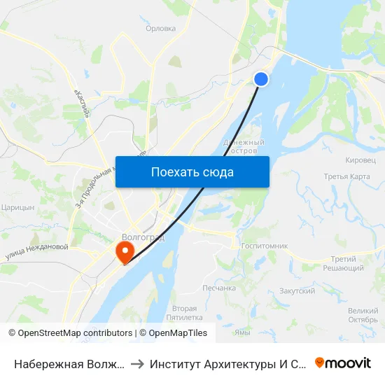 Набережная Волжской Флотилии to Институт Архитектуры И Строительства Волггту map