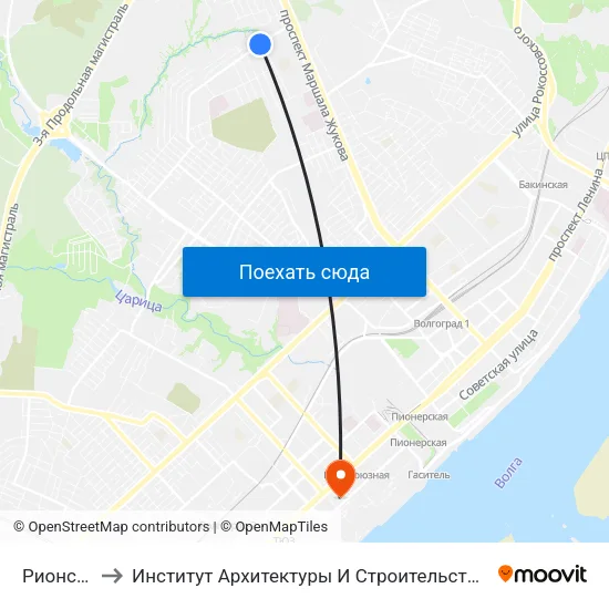 Рионская to Институт Архитектуры И Строительства Волггту map