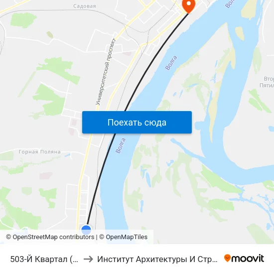 503-Й Квартал (Ул. Кирова) to Институт Архитектуры И Строительства Волггту map
