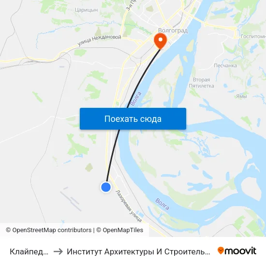 Клайпедская to Институт Архитектуры И Строительства Волггту map