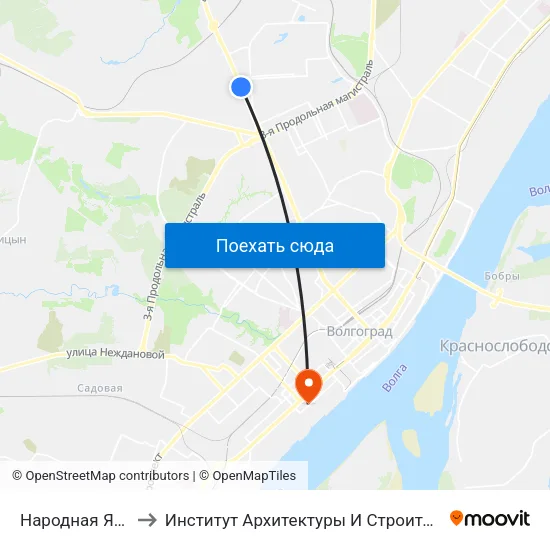 Народная Ярмарка to Институт Архитектуры И Строительства Волггту map