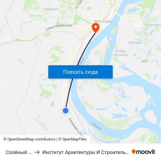Солёный Пруд to Институт Архитектуры И Строительства Волггту map