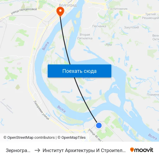 Зерноградская to Институт Архитектуры И Строительства Волггту map
