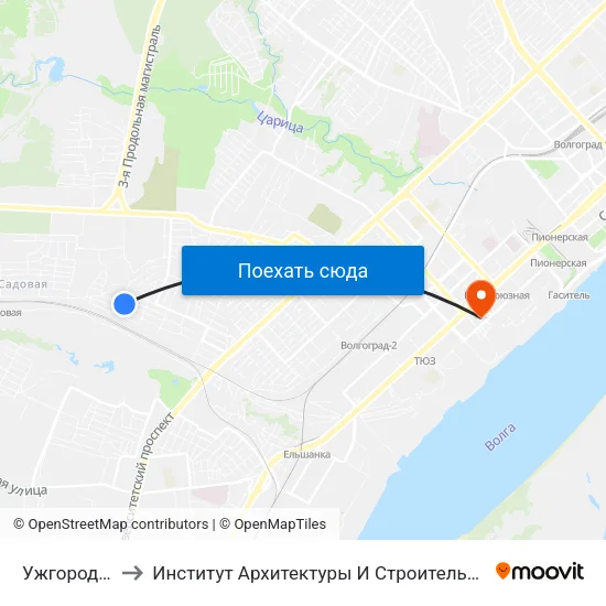 Ужгородская to Институт Архитектуры И Строительства Волггту map