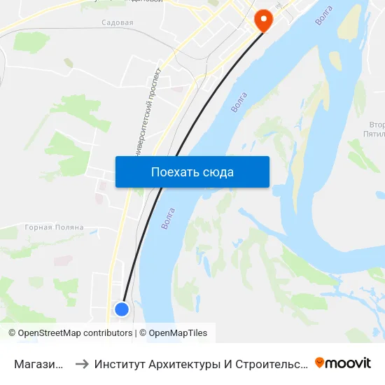 Магазин №1 to Институт Архитектуры И Строительства Волггту map