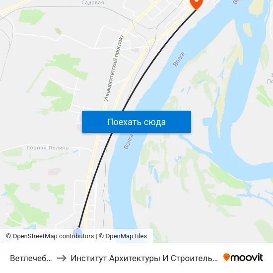 Ветлечебница to Институт Архитектуры И Строительства Волггту map