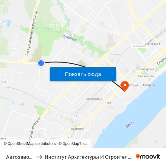 Автозаводская to Институт Архитектуры И Строительства Волггту map