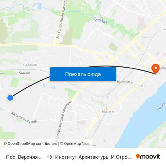 Пос. Верхняя Ельшанка to Институт Архитектуры И Строительства Волггту map