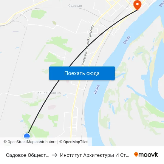 Садовое Общество Берендей to Институт Архитектуры И Строительства Волггту map