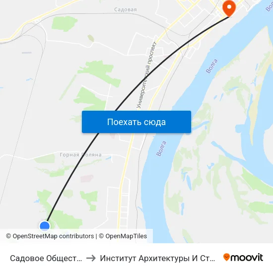 Садовое Общество Берендей to Институт Архитектуры И Строительства Волггту map