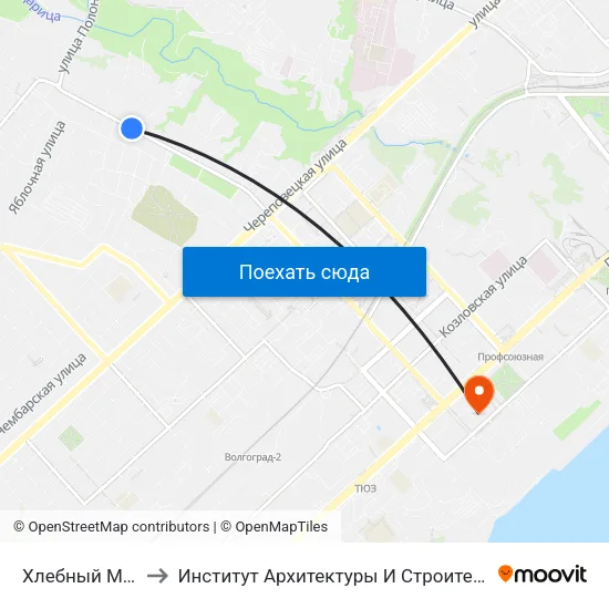 Хлебный Магазин to Институт Архитектуры И Строительства Волггту map