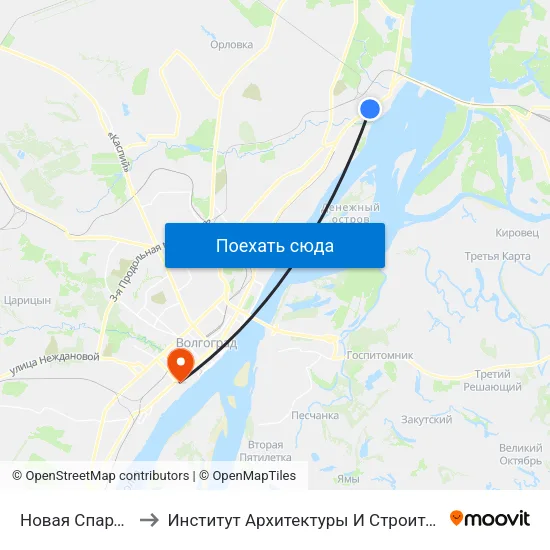 Новая Спартановка to Институт Архитектуры И Строительства Волггту map