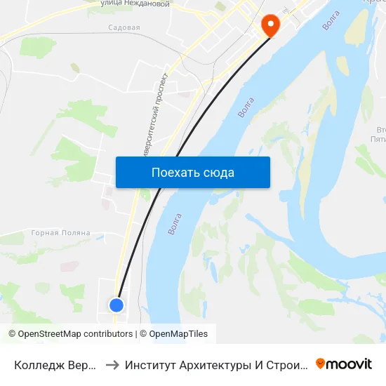 Колледж Вернадского to Институт Архитектуры И Строительства Волггту map