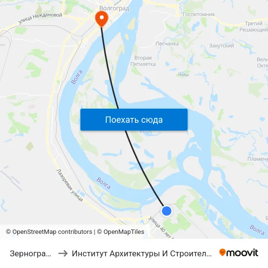 Зерноградская to Институт Архитектуры И Строительства Волггту map