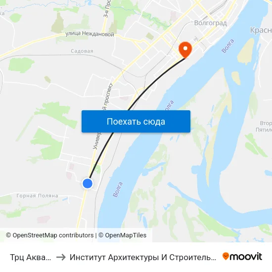 Трц Акварель to Институт Архитектуры И Строительства Волггту map