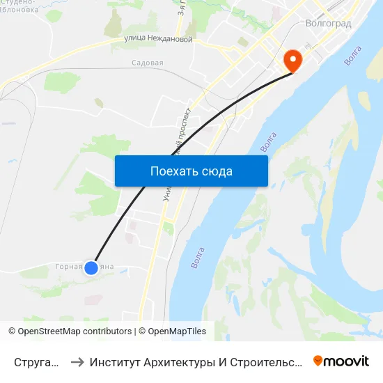 Стругацких to Институт Архитектуры И Строительства Волггту map