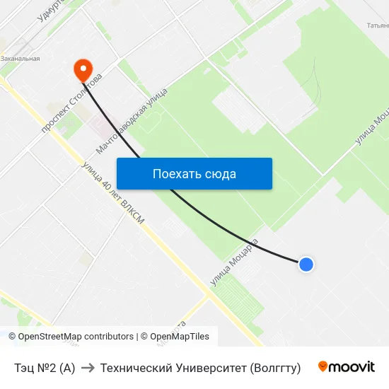 Тэц №2 (А) to Технический Университет (Волггту) map