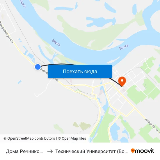 Дома Речников (А) to Технический Университет (Волггту) map